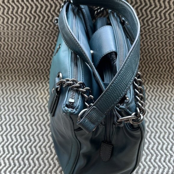 SATCHEL WOMEN'S BLUE / GREEN FAUX LEATHER SIMPLY VERA WANG BEDFORD HAND BAG - Picture 4 of 9